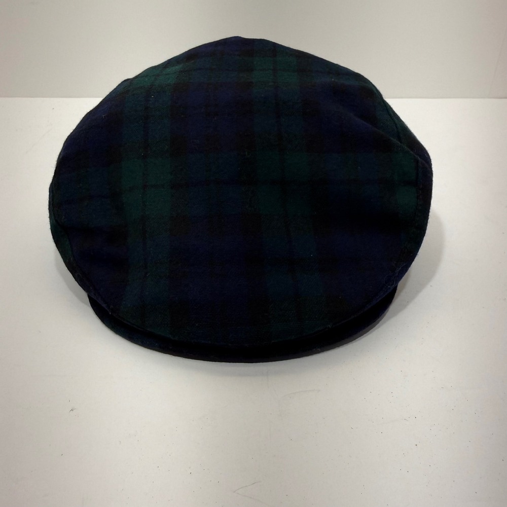 Pendleton Vintage Black Watch Plaid Virgin Wool Flat Cap Ivy Hat Green Navy